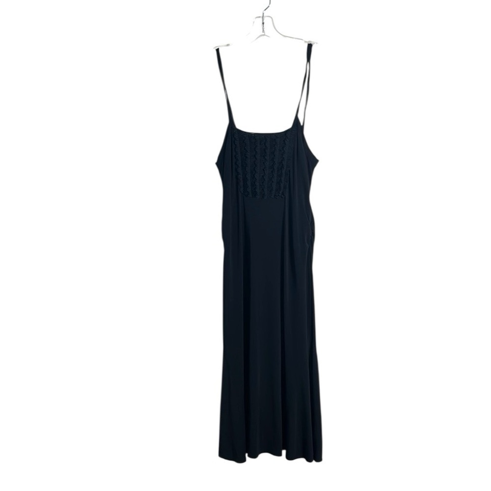 Vintage 90s Max Mara Midi Dress Y2K Black Gown Italian Stretchy Size Large 46